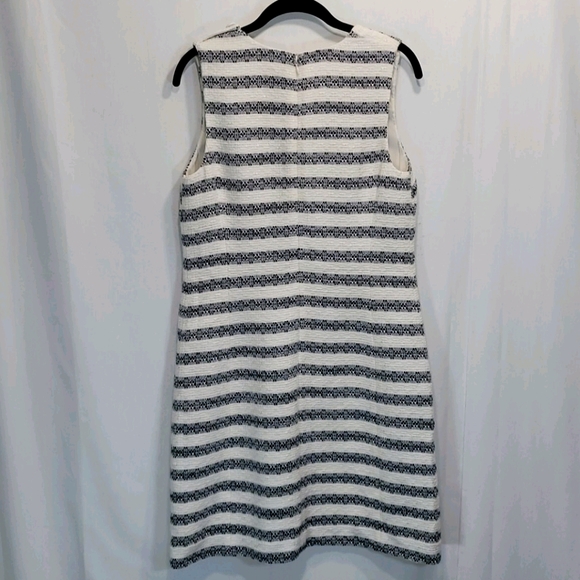 J Crew Tweed Sheath Dress Striped VNeck Navy Ivory - Picture 8 of 12